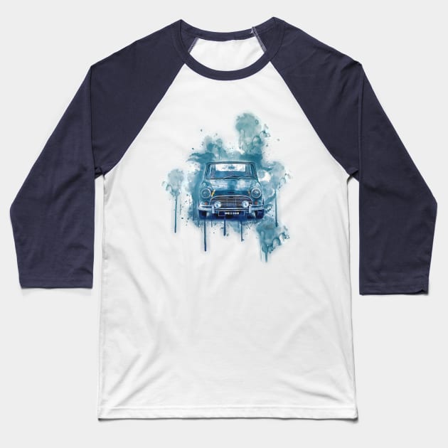 Mini Cooper Splash Art Baseball T-Shirt by AaaahEeeekStudio